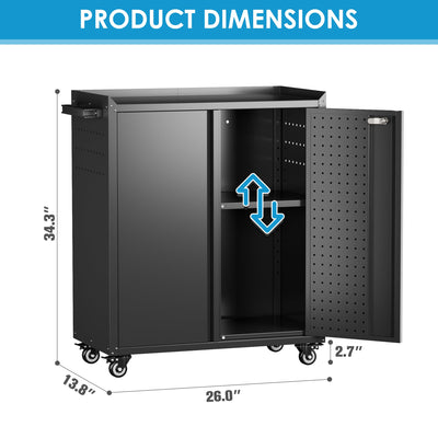 Gabinete de Almacenamiento Metálico con Ruedas y Puertas Ajustables - Image 3