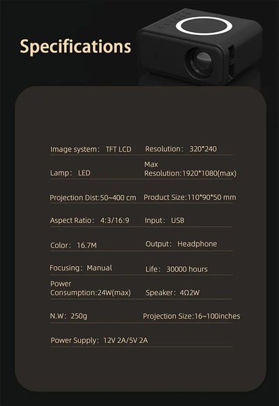 Proyector Portátil Mini YT300 Full HD 1080P - Cine en Casa Inalámbrico - Image 32