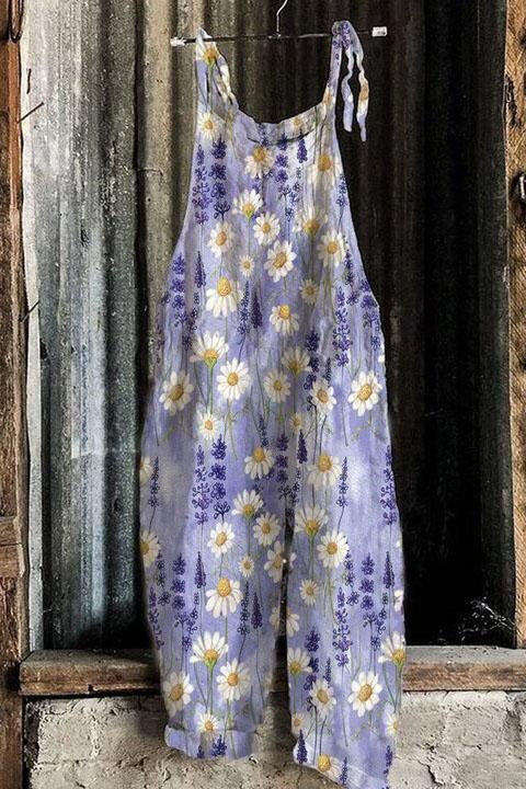 Jumpsuit Retro de Pierna Ancha para Mujer con Estampado Dulce - Image 2