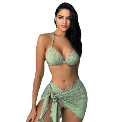Traje de Baño Tres Piezas Elegante con Abertura Lateral - Image 6