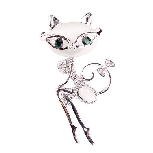 Broche Gato Plateado con Cristales Brillantes - Image 13