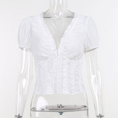 Blusa Casual Slim Cuello V con Detalle de Madera - Diseño Fresco y Elegante - Image 7