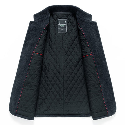 Abrigo Casual de Lana Chenilla con Cuello Alto para Hombre - Image 3