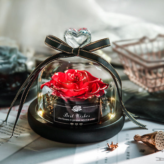 Rosas Eternas con LED en Vidrio - Flores Secas para Decoración y Regalos