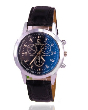 Reloj Análogo con Correa de Cuero Sintético Resistente al Agua
