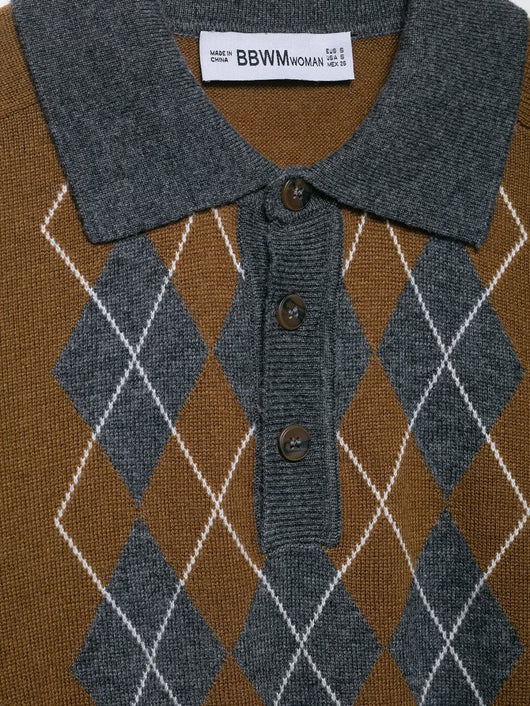 Polo Jacquard Diamante Otoño con Cuello Clásico - Image 12