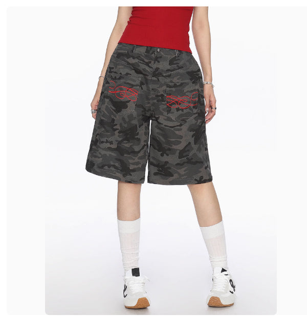 Pantalones Cortos Cargo Camuflaje Americano con Múltiples Bolsillos