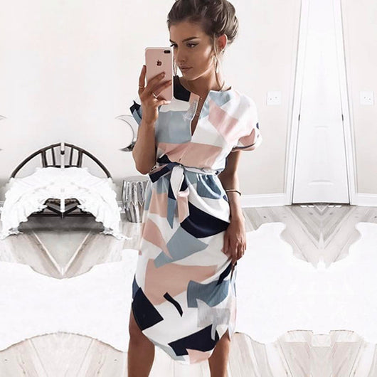Vestido Midi Escote V con Estampado Elegante - Image 10