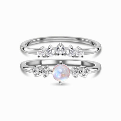 Anillo Doble Capa de Circón y Piedra de Luna - Diseño Minimalista Lujo Accesible - Image 8