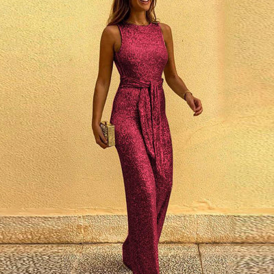 Jumpsuit Plateado sin Mangas con Lentejuelas - Image 6