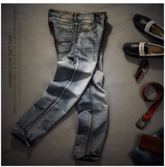 Pantalones Vaqueros Clásicos Gris Claro Efecto Desgastado Retro - Image 3