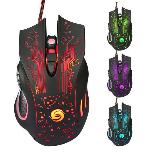 Ratón Gaming USB 5500 DPI con 7 Botones, Retroiluminación LED y Diseño Ergonómico