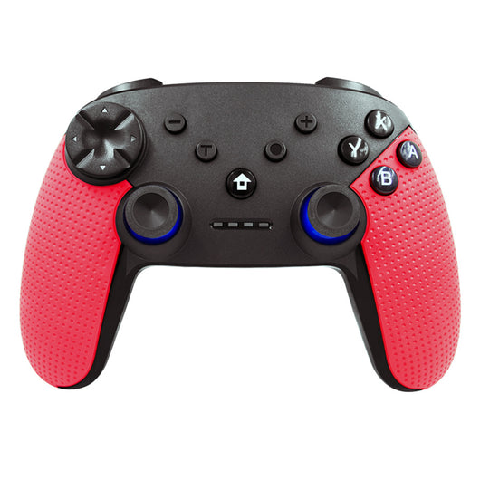 Black and red wireless Bluetooth gamepad with textured grips, dual analog sticks, D-pad, and face buttons. - Image 5