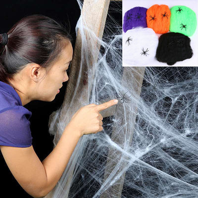 Telaraña de Algodón con Araña para Decoración de Halloween