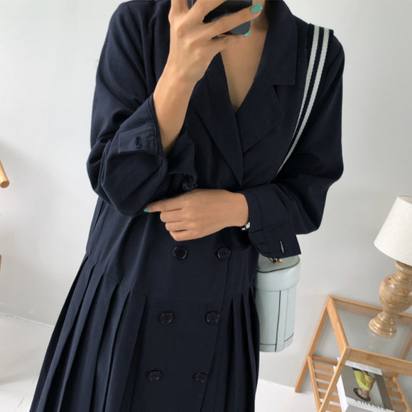 Vestido Sastre Doble Botonadura con Pliegues