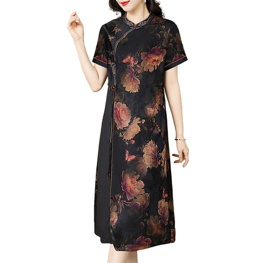 Cheongsam de Seda Mulberry Satinado - Estilo Occidental Moderno para Mujer - Image 5