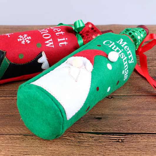 Set de Adornos Navideños para Botellas de Vino - Decoraciones Elegantes con Bolsa de Regalo - Image 4