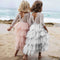 Vestido Princesa Niña Encaje Manga Larga Blanco Irregular Otoño Invierno