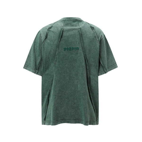 Camiseta Oversize Vintage Desgastada de Manga Corta para Hombre