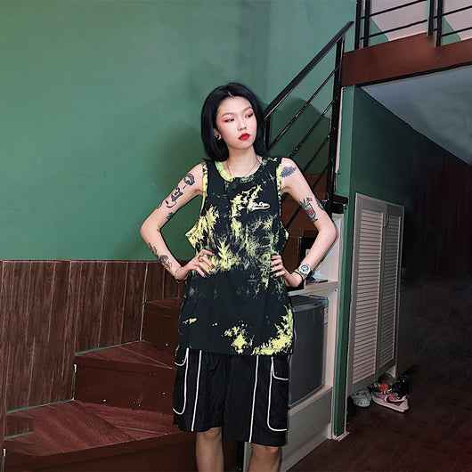 Playera sin mangas estampado tie-dye hip-hop - Image 8