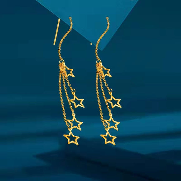 Aretes de Oro Au750 Livianos y Versátiles con Borlas