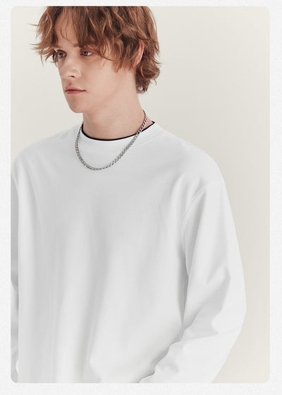 Playera Manga Larga Suelta Cuello Redondo con Contraste de Colores - Image 18