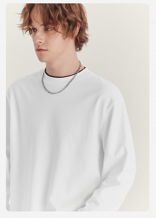 Playera Manga Larga Suelta Cuello Redondo con Contraste de Colores - Image 18