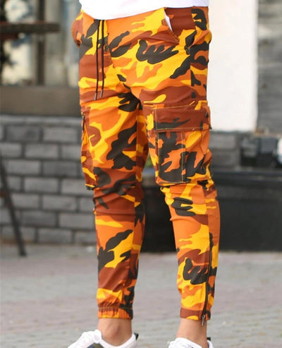 Pantalones Cargo Camuflaje Colorido con Cintura Elástica para Hombre - Image 15