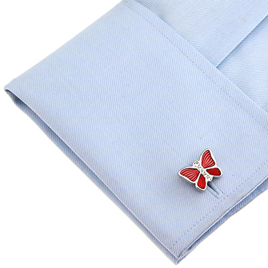 Botones de Puño Francés con Mariposa Esmaltada y Diamantes - Image 3