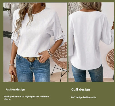 Blusa Casual de Cuello Redondo Diseño Elegante y Minimalista para Mujer - Image 25