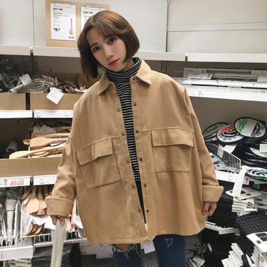 Abrigo de Lana Coreano para Primavera - Estilo Minimalista