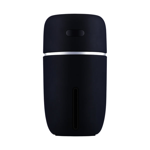 Black portable humidifier with a silver band, a power button, and a water level indicator, suitable for car or home. - Image 9