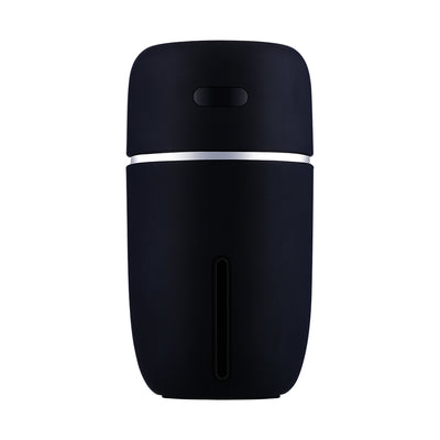 Black portable humidifier with a silver band, a power button, and a water level indicator, suitable for car or home. - Image 9