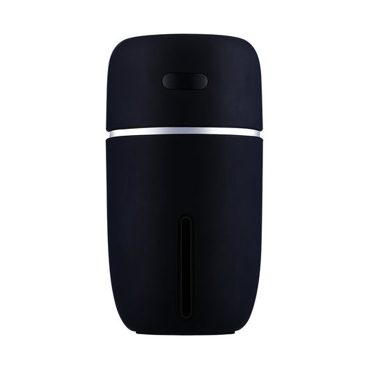 Black portable humidifier with a silver band, a power button, and a water level indicator, suitable for car or home. - Image 9