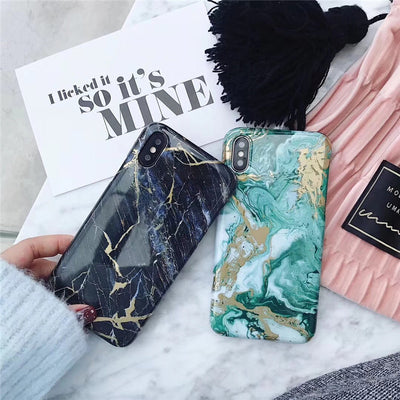 Funda para Teléfono Mármol Verde Dorado Render