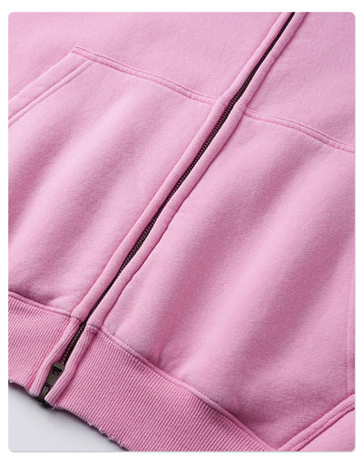 Men's pink washed full-zip hooded jacket and matching sweatpants set, featuring a relaxed fit and drawstring details. - Image 16