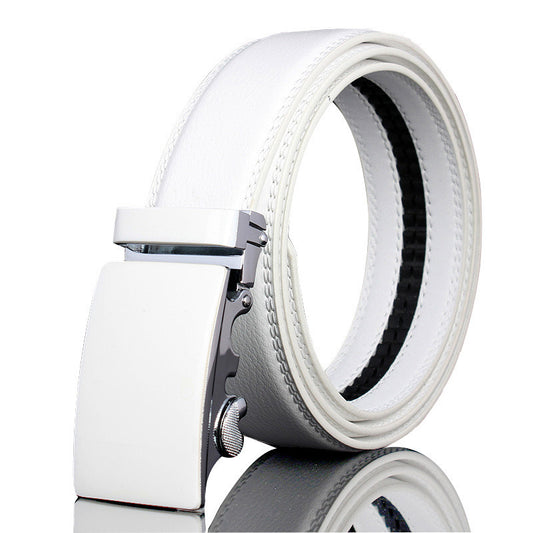 Cinturón Blanco de Cuero para Hombre con Hebilla Automática - Image 2