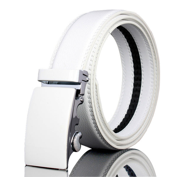 Cinturón Blanco de Cuero para Hombre con Hebilla Automática