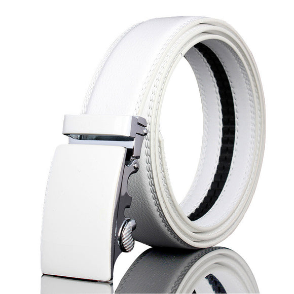 Cinturón Blanco de Cuero para Hombre con Hebilla Automática