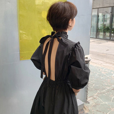 Vestido con Cuello de Pie y Detalles de Madera - Image 5