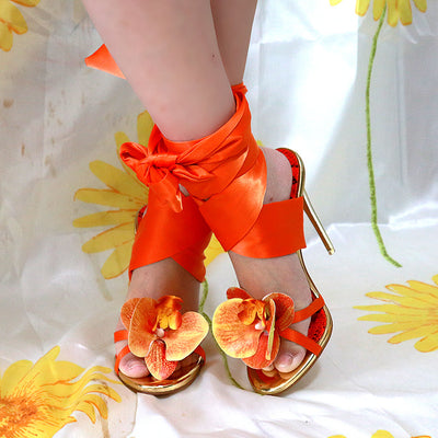 Tacones Altos para Mujer con Flores y Tiras Ajustables - Image 2