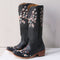 Botas Vaqueras Vintage con Bordados de Caña Alta