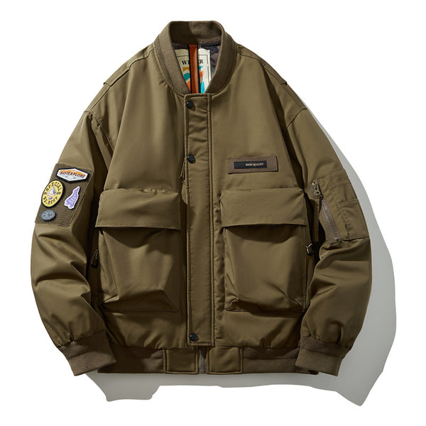 Chaqueta Acolchada de Plumas para Hombre con Cuello Béisbol