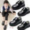 Zapatos de Cuero Negro con Brillo Espejo y Punta Redonda
