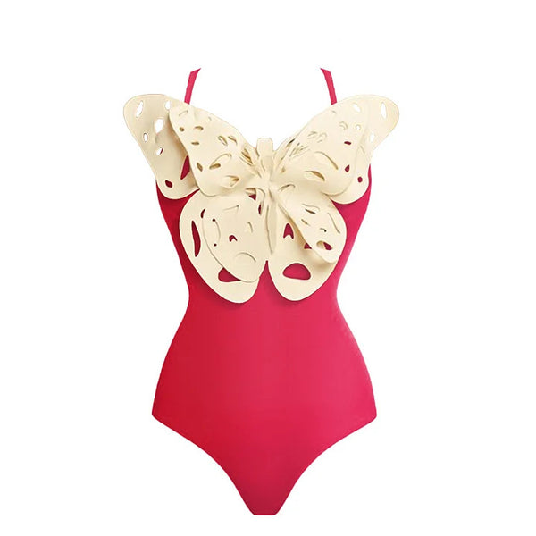 Traje de Baño Enterizo con Mariposas en Relieve para Mujer