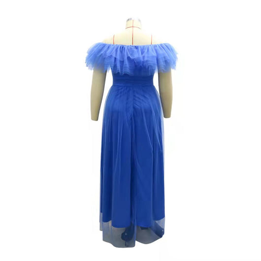 Vestido Elegante de Malla con Abertura Alta para Tallas Grandes - Image 14