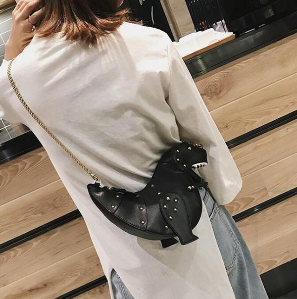 Bolso Bandolera Dinosaurio Cuero con Cadena - Mini Cartera Crossbody para Mujer - Image 11