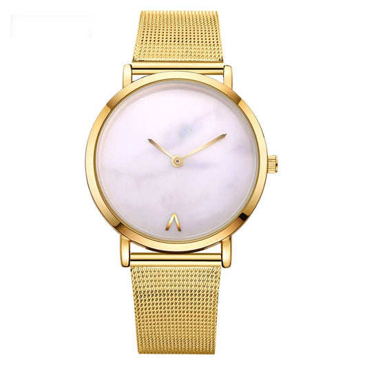 Reloj de Moda para Mujer con Malla Plateada y Dorada, Diseño Mármol Creativo - Image 6