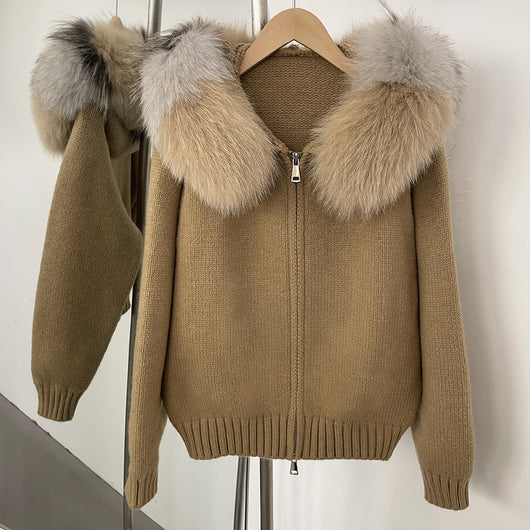 Abrigo de Primavera para Mujer con Cuello de Zorro Real y Capucha - Image 47