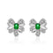 Sterling Silver High-Grade Emerald Bow Stud Earrings Women Emerald Ear Studs 925 Sterling Silver
